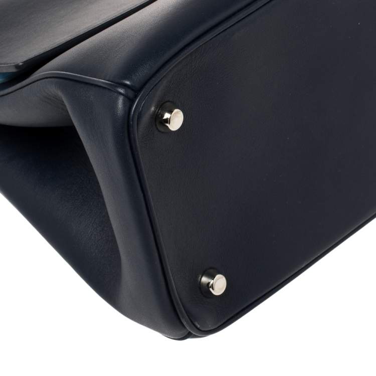 Pre Owned Dior Navy Blue Leather Small Be Dior Flap Top Handle Bag