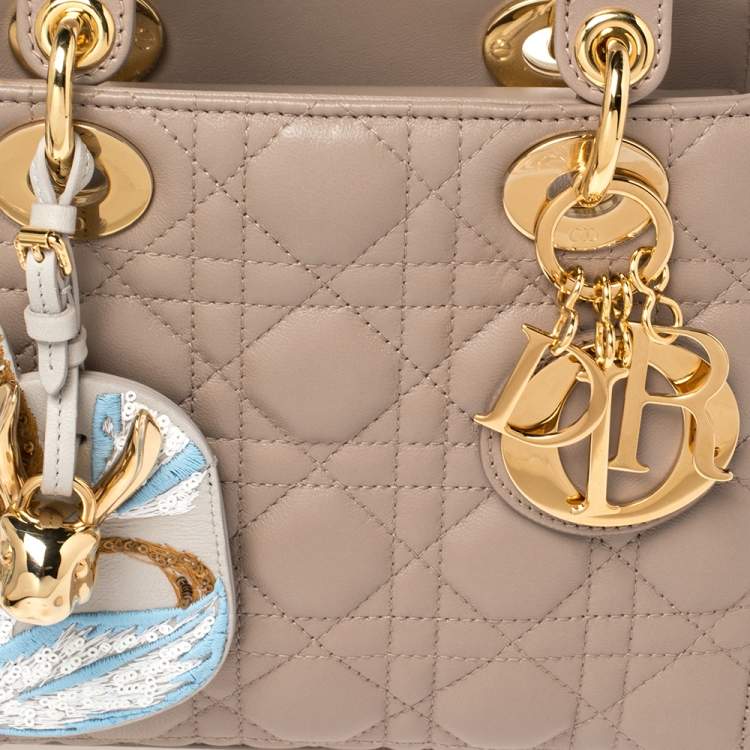 Pre Owned Dior Beige Leather Small My Lady Dior Tote