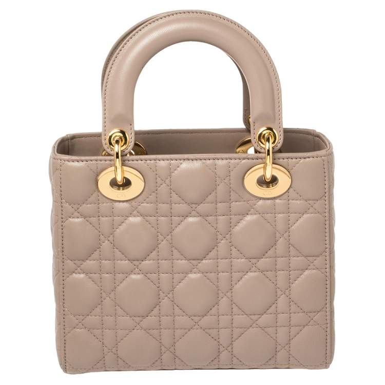 Pre Owned Dior Beige Leather Small My Lady Dior Tote