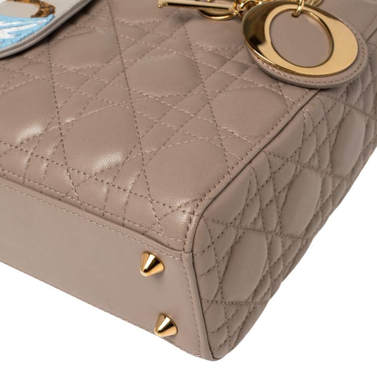 Pre Owned Dior Beige Leather Small My Lady Dior Tote