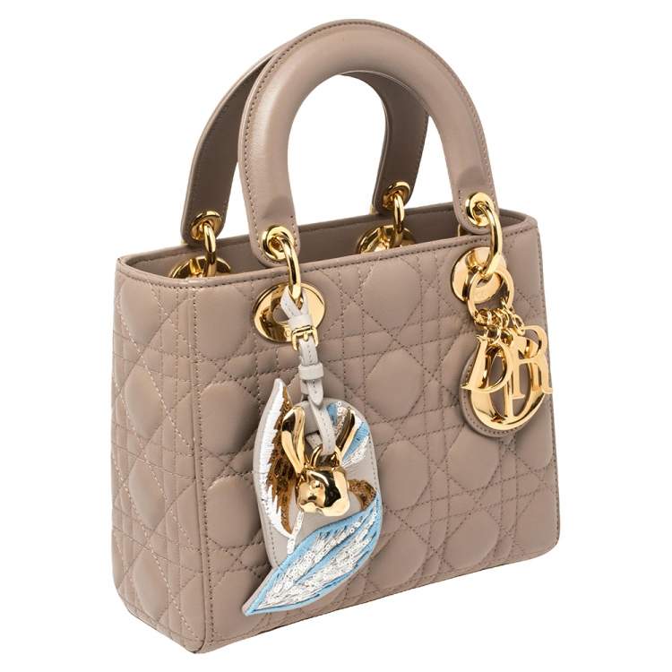 Pre Owned Dior Beige Leather Small My Lady Dior Tote