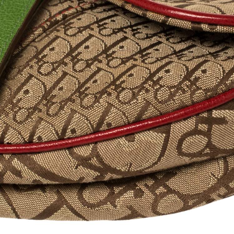 Pre Owned Dior Multicolor Oblique Canvas and Leather Rasta Saddle Bag