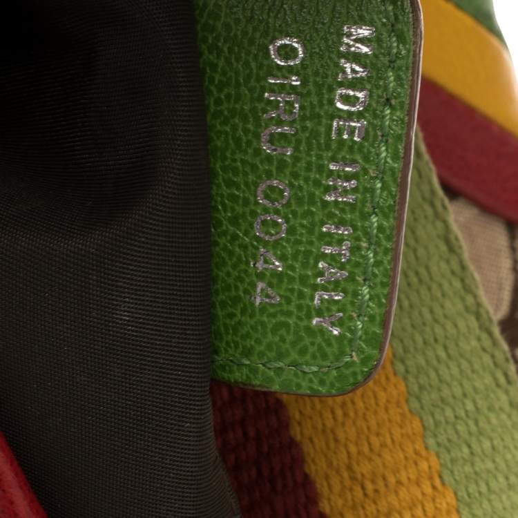 Pre Owned Dior Multicolor Oblique Canvas and Leather Rasta Saddle Bag