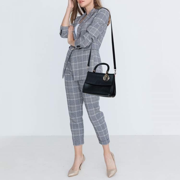 Pre Owned Dior Black Leather Small Be Dior Flap Top Handle Bag