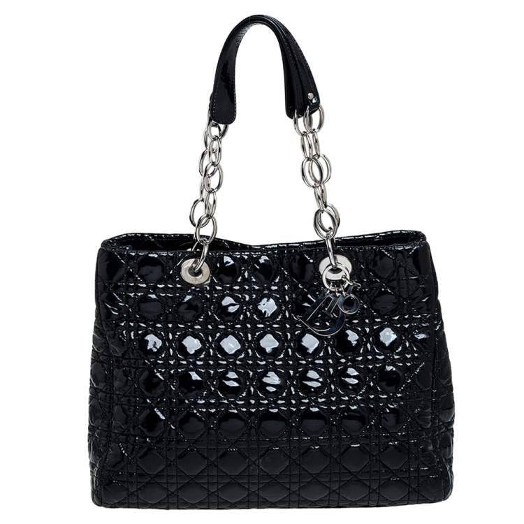 Dior Black Cannage Soft Patent Leather Lady Dior Shopper Tote Dior ...