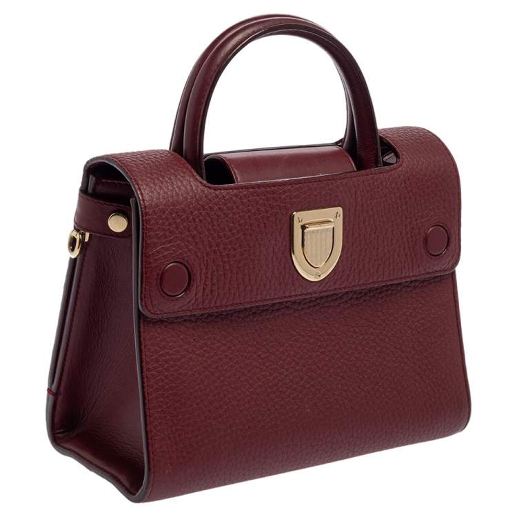 Pre Owned Dior Burgundy Leather Diorever Top Handle Bag