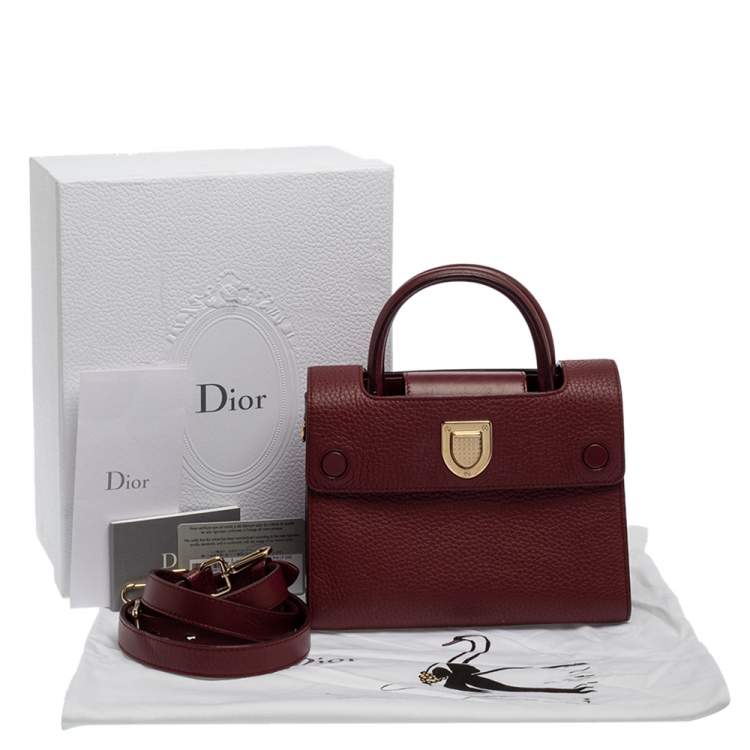 Pre Owned Dior Burgundy Leather Diorever Top Handle Bag