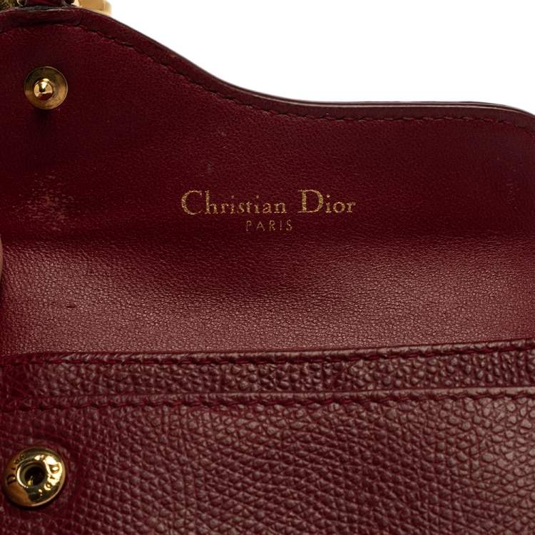 Pre Owned Dior Red Leather Saddle Card Holder