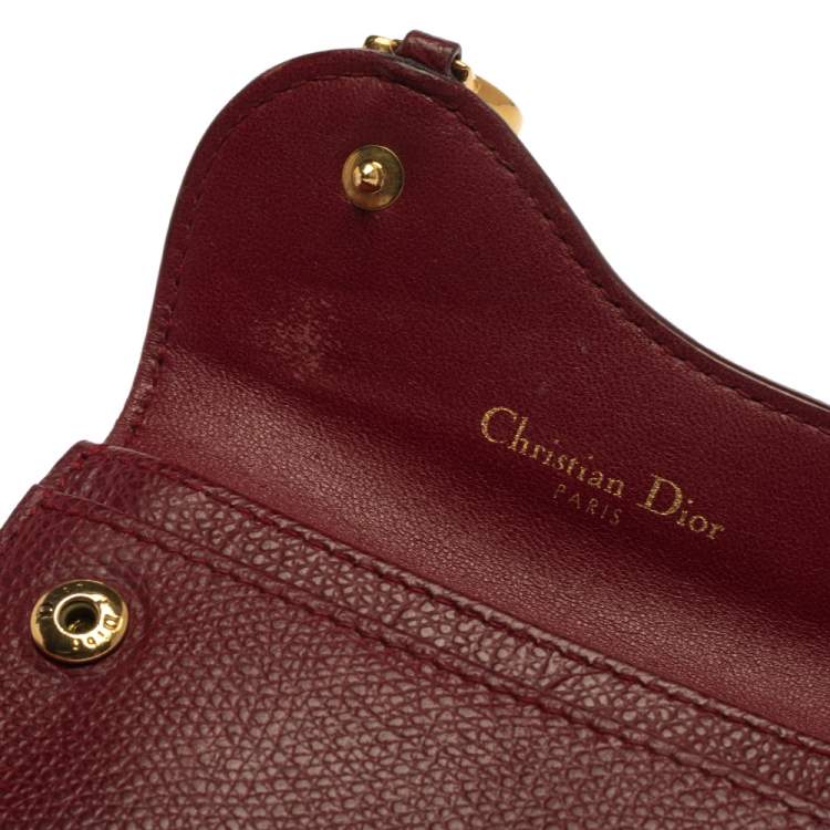 Pre Owned Dior Red Leather Saddle Card Holder