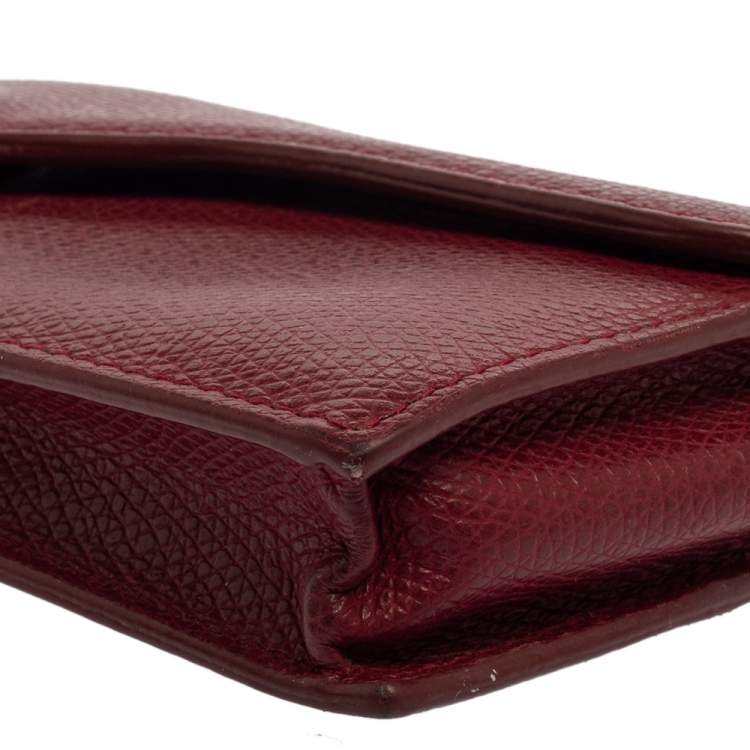 Pre Owned Dior Red Leather Saddle Card Holder