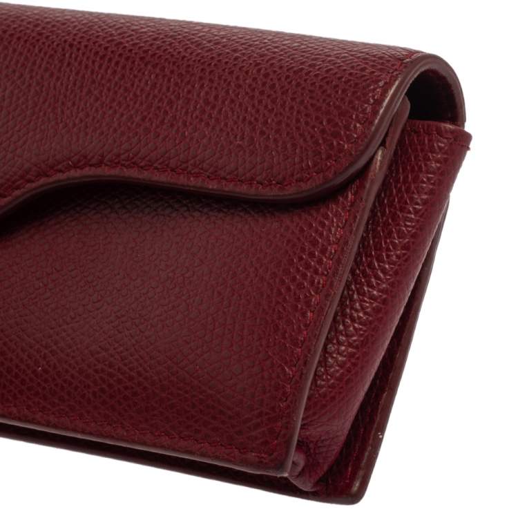 Pre Owned Dior Red Leather Saddle Card Holder