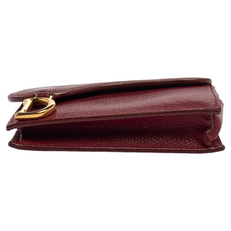 Pre Owned Dior Red Leather Saddle Card Holder