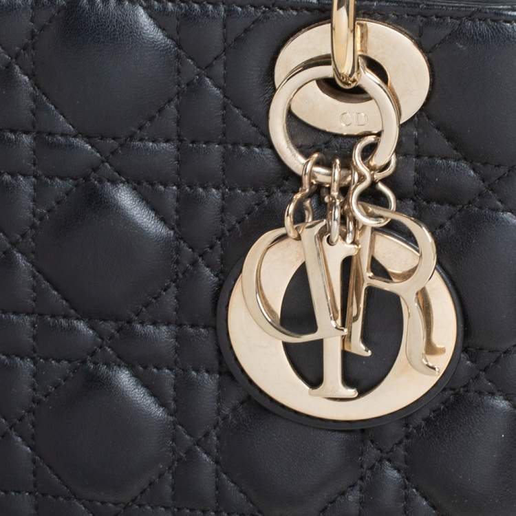 Pre Owned Dior Black Leather Small My Lady Dior Tote