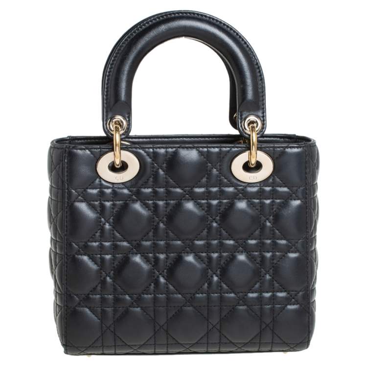 Pre Owned Dior Black Leather Small My Lady Dior Tote