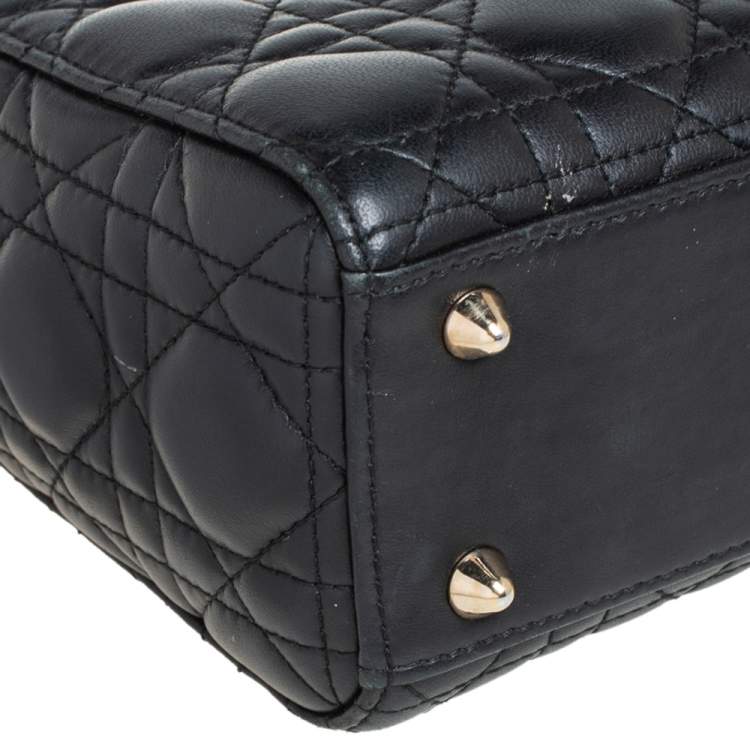 Pre Owned Dior Black Leather Small My Lady Dior Tote