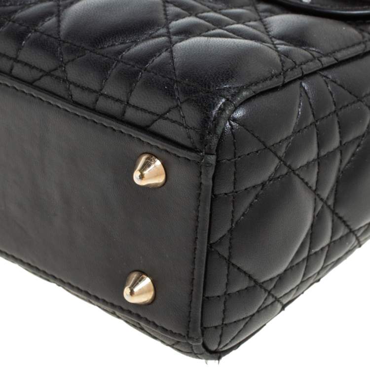 Pre Owned Dior Black Leather Small My Lady Dior Tote