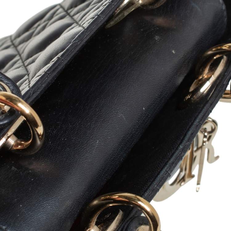Pre Owned Dior Black Leather Small My Lady Dior Tote