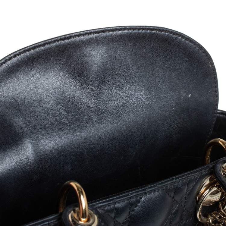 Pre Owned Dior Black Leather Small My Lady Dior Tote