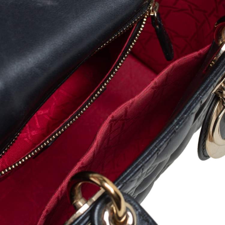 Pre Owned Dior Black Leather Small My Lady Dior Tote