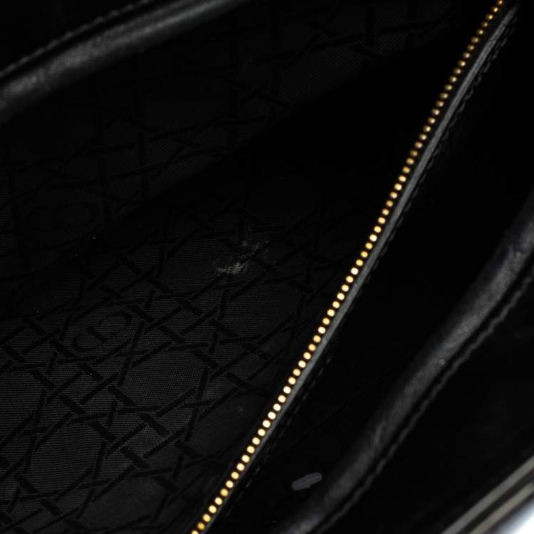 Pre Owned Dior Black Cannage Patent Leather Large Lady Dior Tote