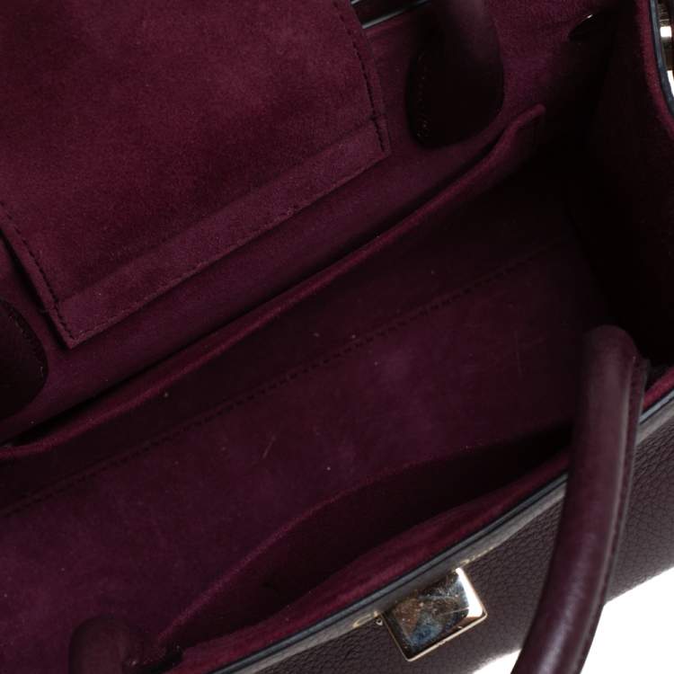 Pre Owned Dior Burgundy Pebbled Leather Mini Diorever Tote