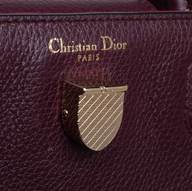 Pre Owned Dior Burgundy Pebbled Leather Mini Diorever Tote