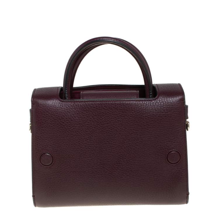 Pre Owned Dior Burgundy Pebbled Leather Mini Diorever Tote