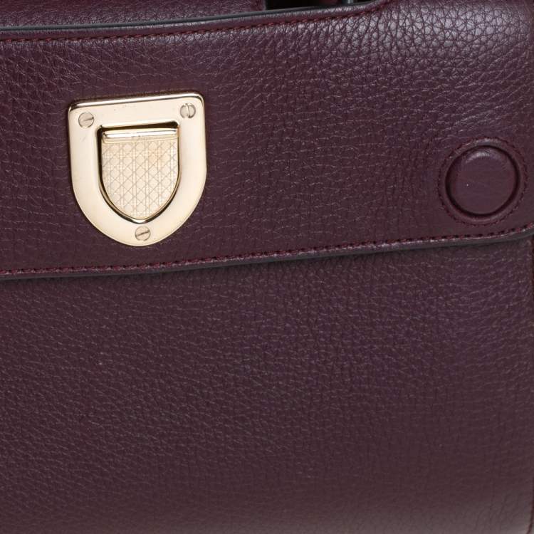 Pre Owned Dior Burgundy Pebbled Leather Mini Diorever Tote