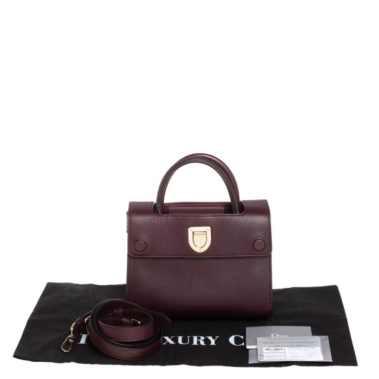 Pre Owned Dior Burgundy Pebbled Leather Mini Diorever Tote