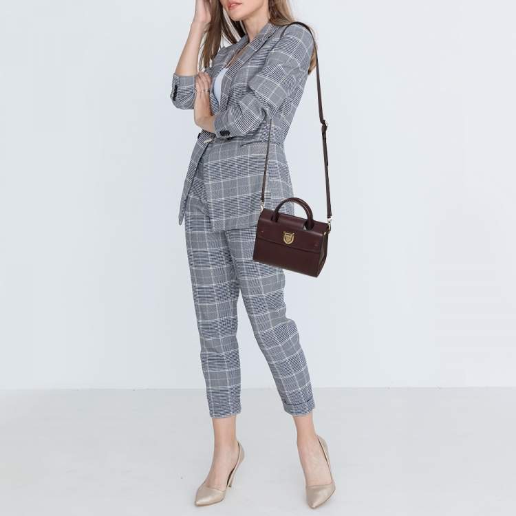 Pre Owned Dior Burgundy Pebbled Leather Mini Diorever Tote