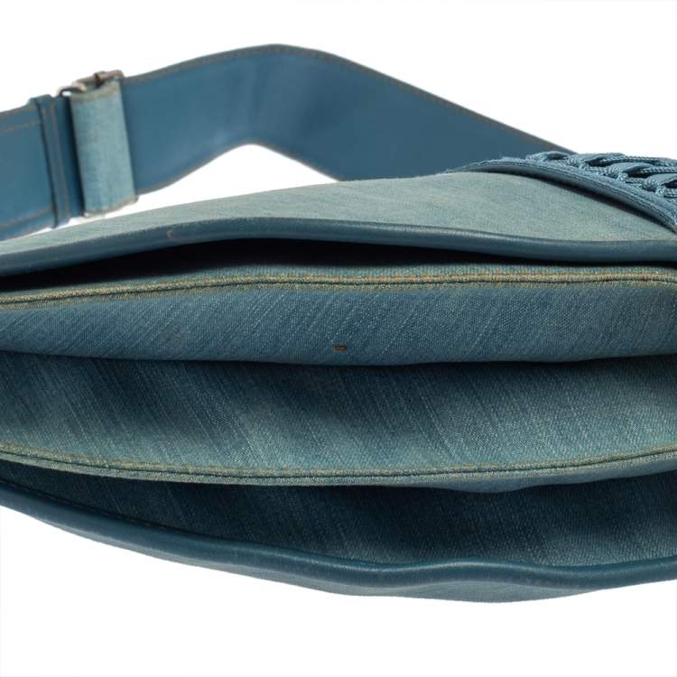 Pre Owned Dior Blue Denim and Leather Admit It Hobo