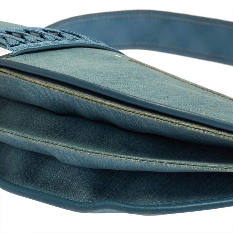 Pre Owned Dior Blue Denim and Leather Admit It Hobo