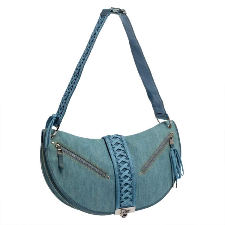 Pre Owned Dior Blue Denim and Leather Admit It Hobo