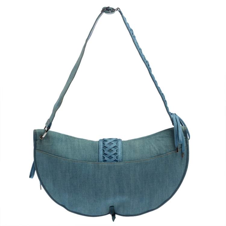 Pre Owned Dior Blue Denim and Leather Admit It Hobo