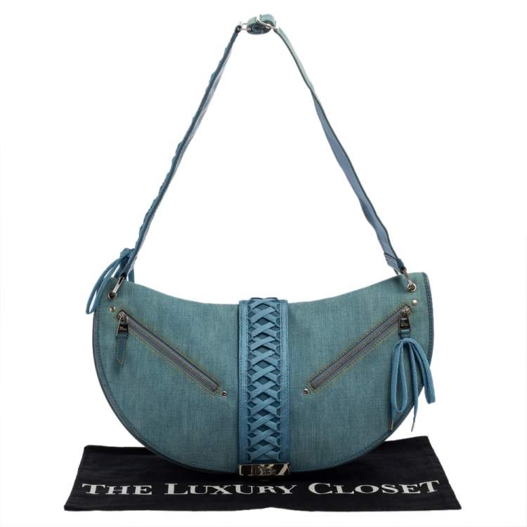 Pre Owned Dior Blue Denim and Leather Admit It Hobo