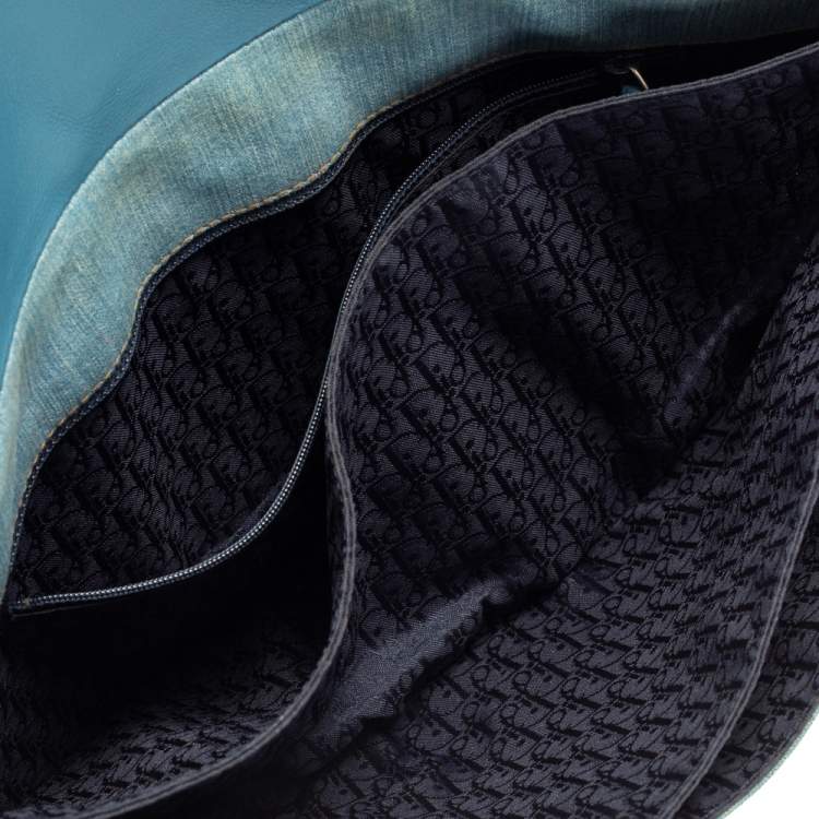 Pre Owned Dior Blue Denim and Leather Admit It Hobo
