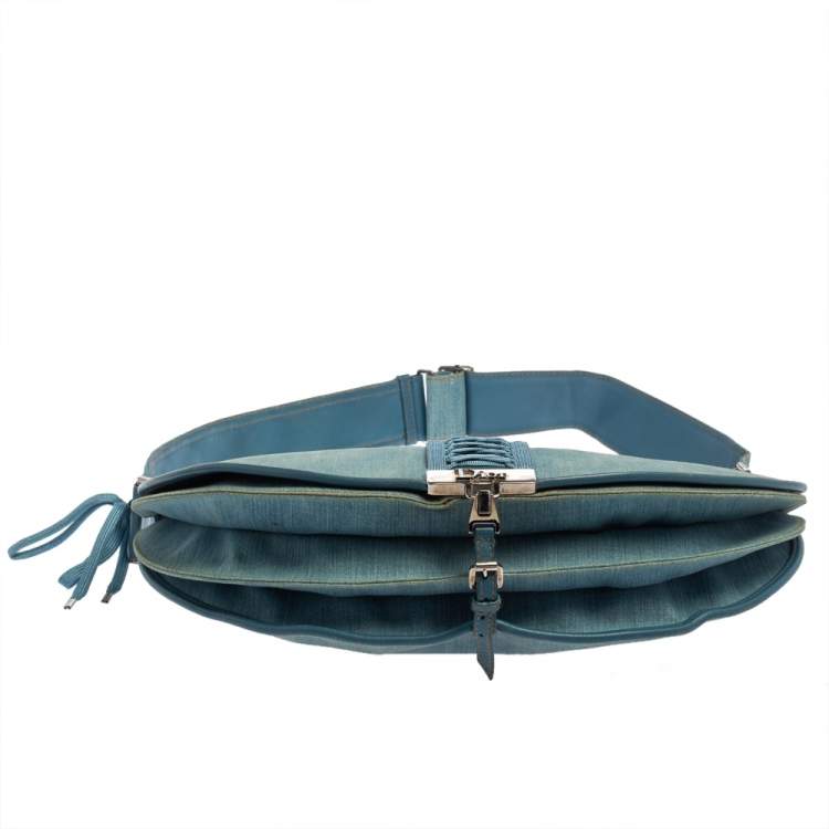 Pre Owned Dior Blue Denim and Leather Admit It Hobo