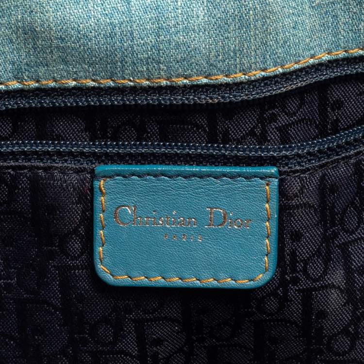 Pre Owned Dior Blue Denim and Leather Admit It Hobo