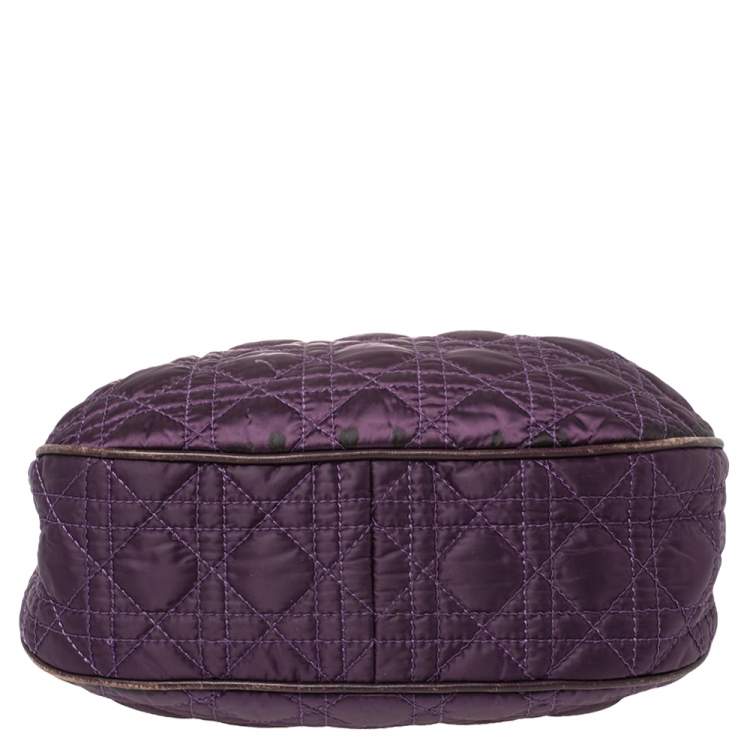 Pre Owned Dior Purple Cannage Satin Small Charming Hobo