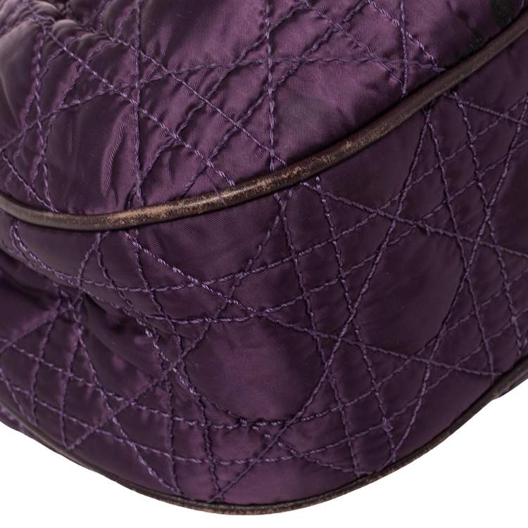 Pre Owned Dior Purple Cannage Satin Small Charming Hobo