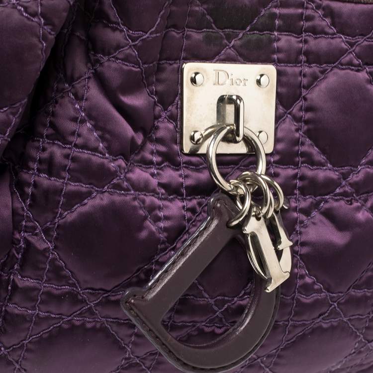 Pre Owned Dior Purple Cannage Satin Small Charming Hobo