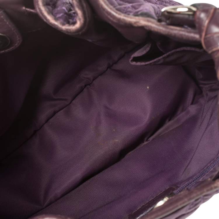Pre Owned Dior Purple Cannage Satin Small Charming Hobo
