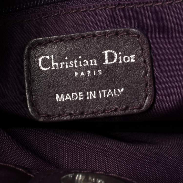 Pre Owned Dior Purple Cannage Satin Small Charming Hobo