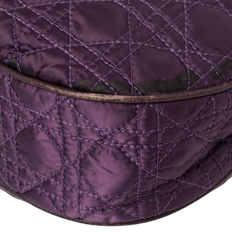 Pre Owned Dior Purple Cannage Satin Small Charming Hobo