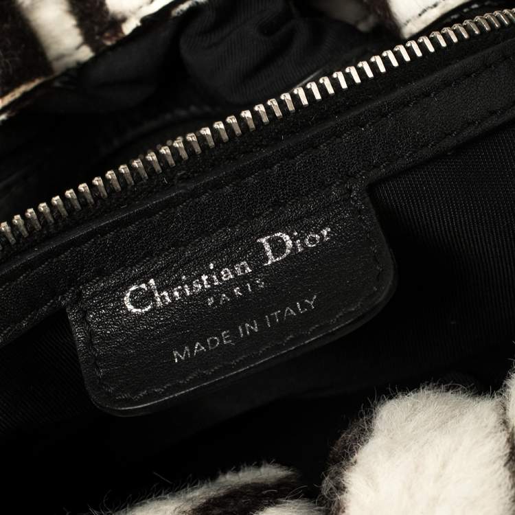 Pre Owned Dior Black/White Zebra Print Calfhair and Leather Le Trente Hobo