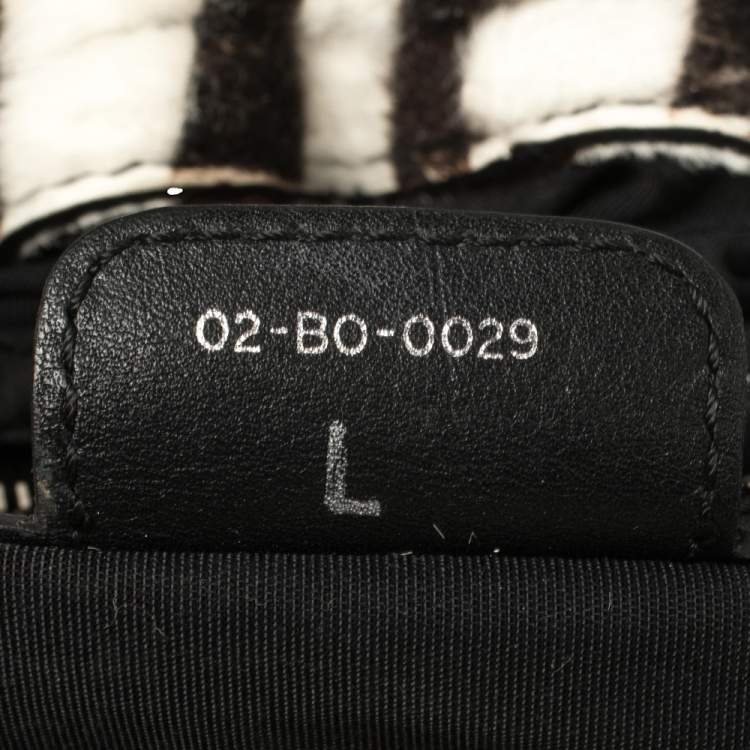 Pre Owned Dior Black/White Zebra Print Calfhair and Leather Le Trente Hobo