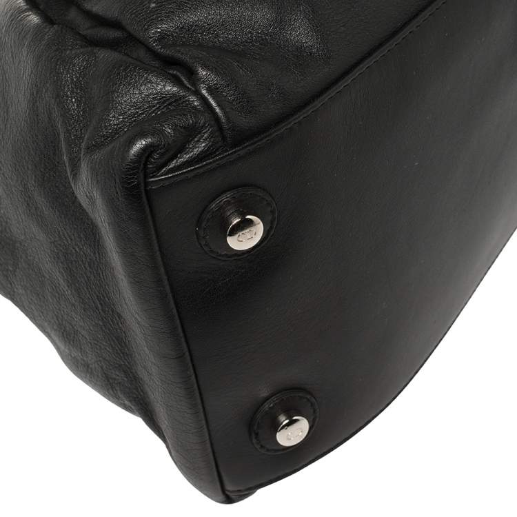 Pre Owned Dior Black/White Zebra Print Calfhair and Leather Le Trente Hobo