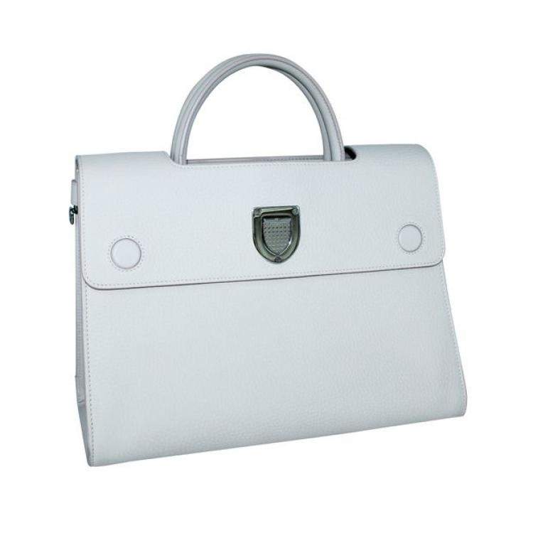 Pre Owned Dior White Leather Diorever Medium Top Handle Bag 