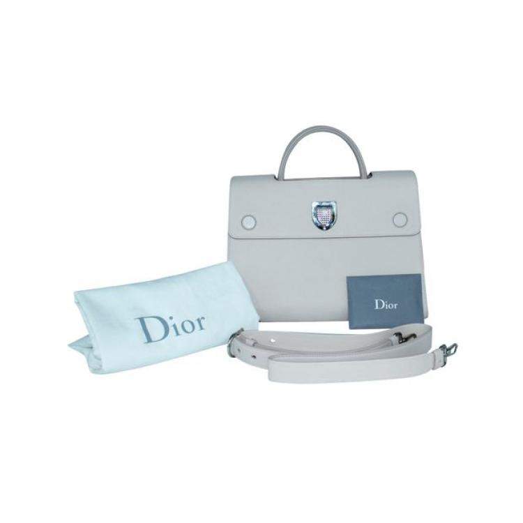 Pre Owned Dior White Leather Diorever Medium Top Handle Bag 
