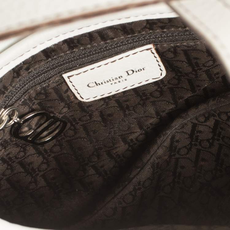 Pre Owned Dior White Leather Saddle Bag